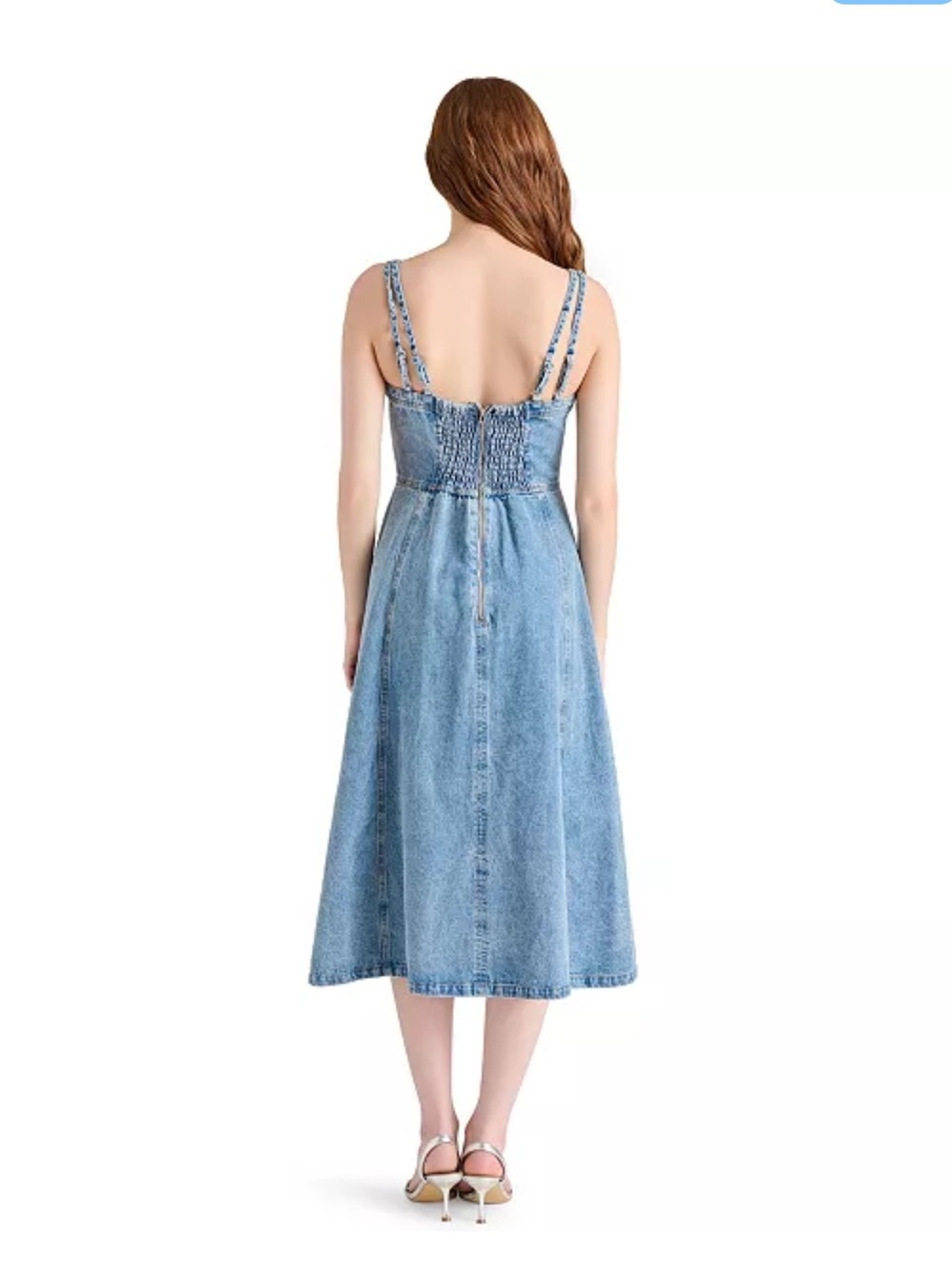 STEVE MADDEN Forever Blue Women's Harley Cotton Smocked-Back Dress - Picture 2 of 12